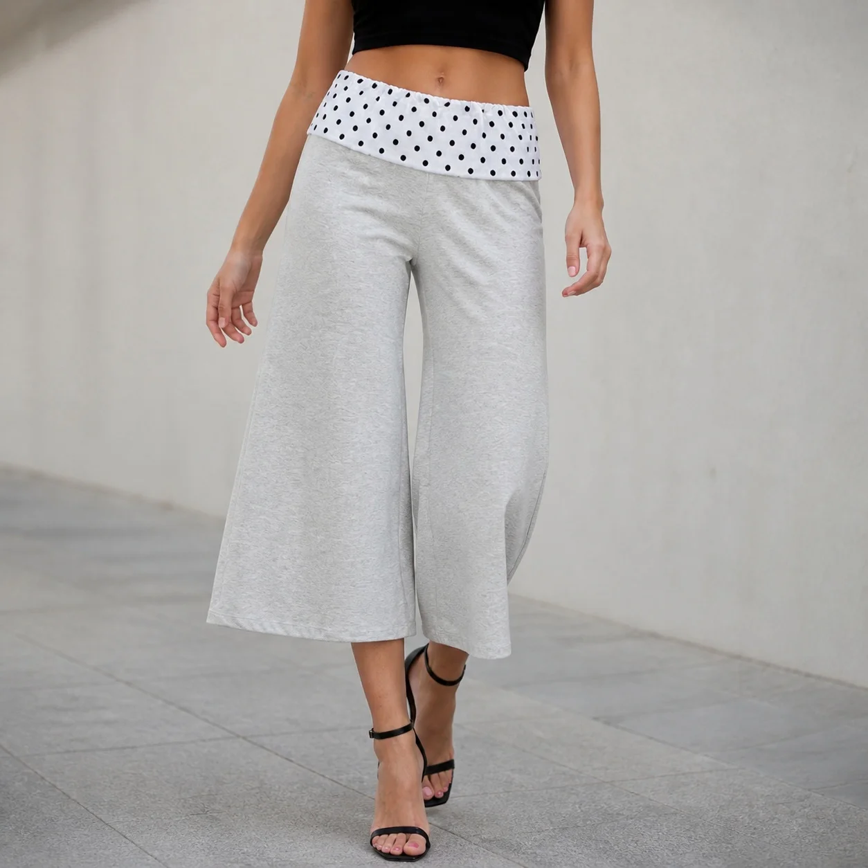 Women's Minimalist Low Waist Wide Leg Capri Pants Basic Length Women Clothing Female Clothing Women's And Trousers Woman Clothes