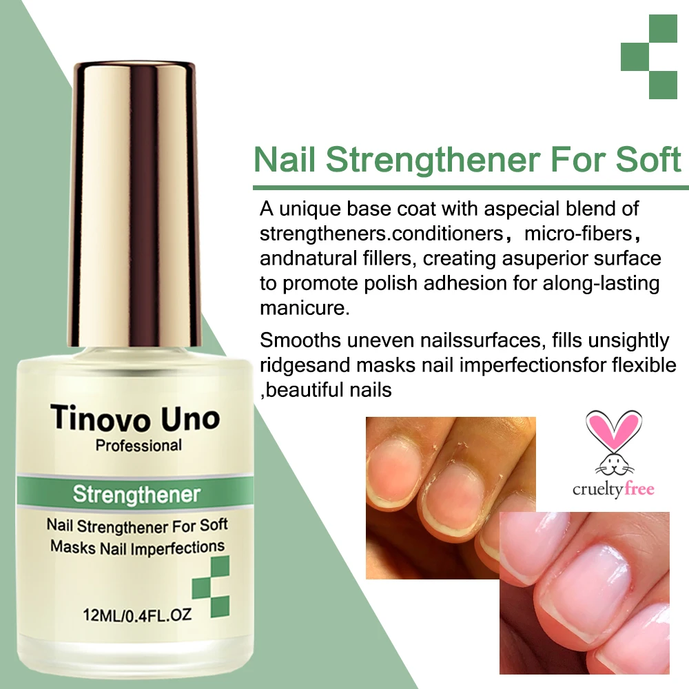 Tinovo Uno Nail Strengthener Treatment for Soft Damaged Nails Masks Nail Imperfections 12ML Keratin Cuticle Oil Conditioner Care