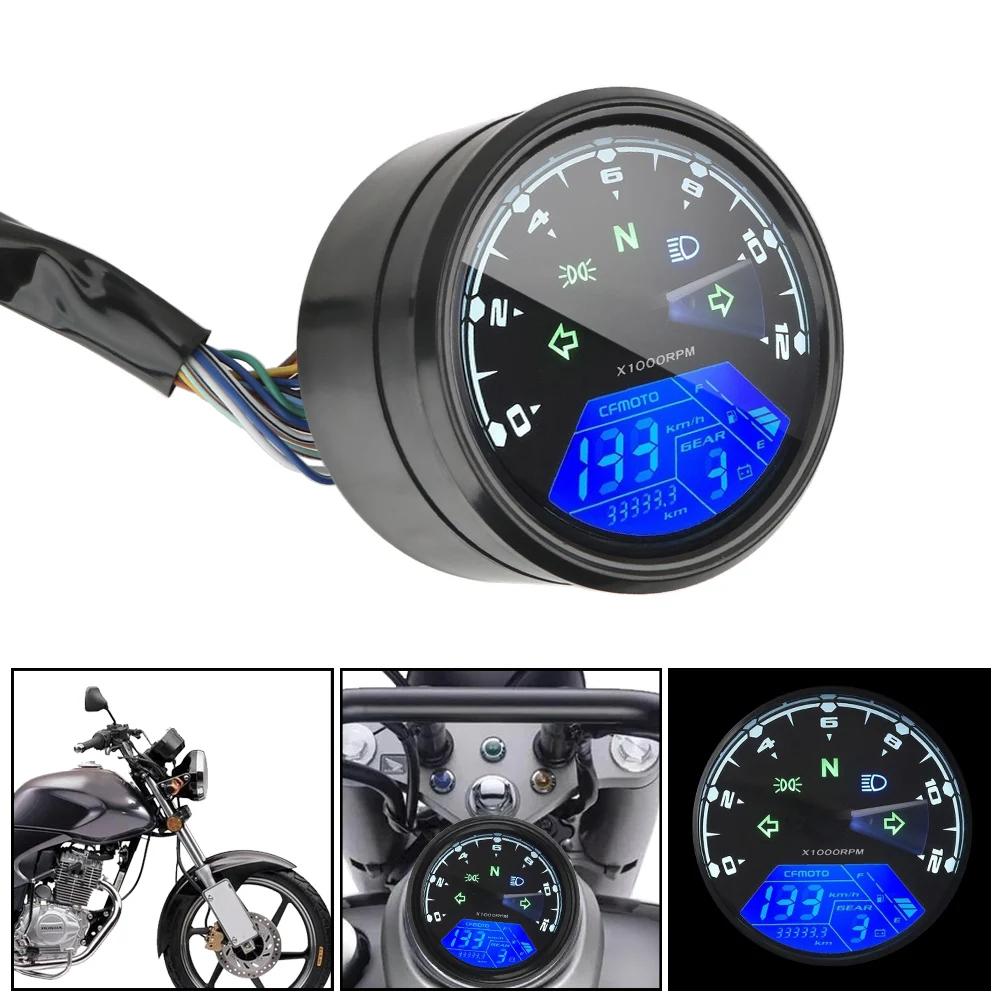 

LED Multi-function Digital Indicator Tachometer Fuel Meter Night vision Dial Odometer Motorcycle Panel Speedometer Anti-glare
