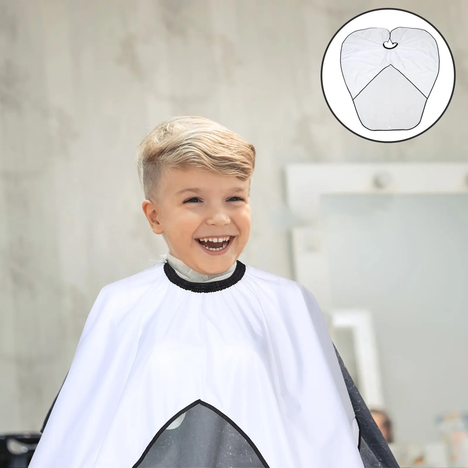 

Reusable Kids Haircut Cape for Children Transparent Section Polyester Waterproof Easy Clean Household Salon Barber Hairdressing