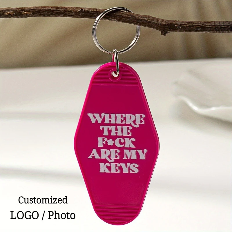 

50pcs Custom Logo Plastics Key Chains Tag DIY Photo Printing Pendant Keychain Keyring for Hotel Motel Movie
