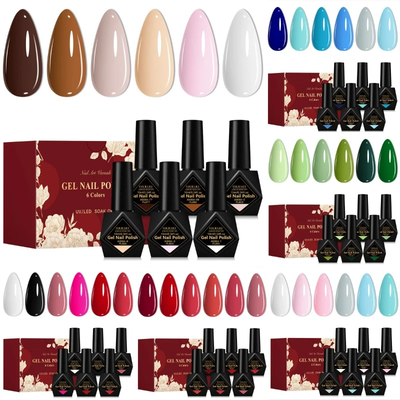 

6Pcs/Set Nail Gel Polish All-Season Nails DIY Nail Art UV/LED Painting Varnish Manicure Kit Long Lasting Non Toxic Hybrid Gel