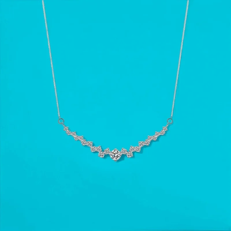 

High-End S925 Silver Moissanite Luxury Pendant Necklace GBA Certified Adjustable Chain Jewelry for Women with Free Gift