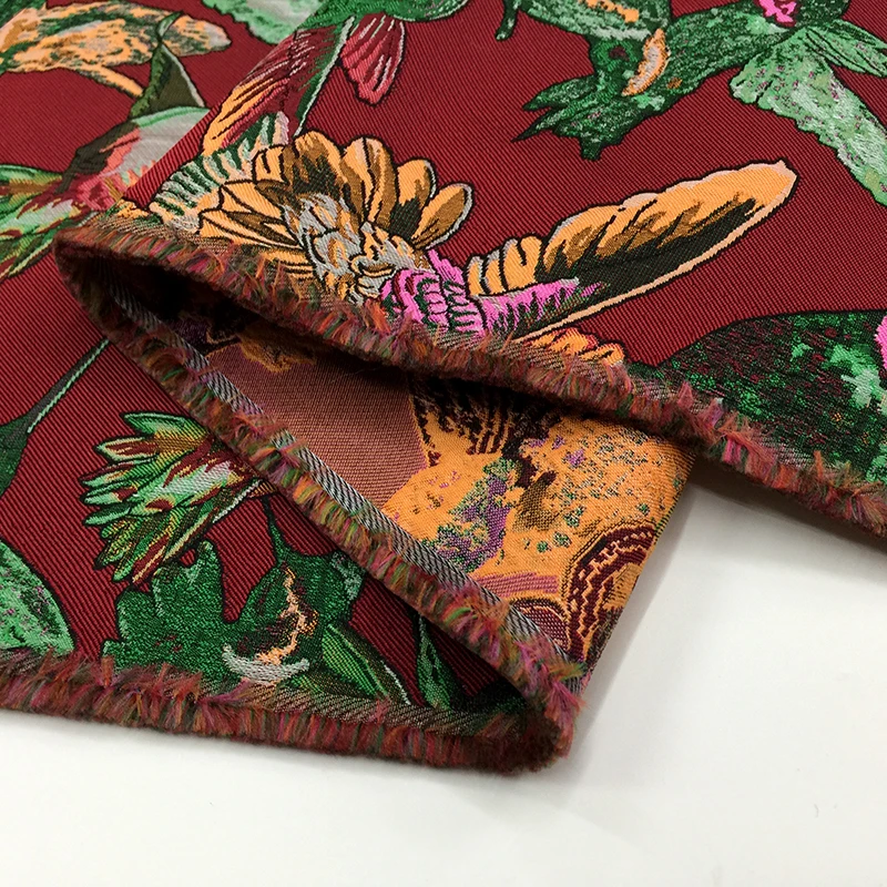 Jacquard Brocade Fabric European Brand Design Bird Pattern Autumn Winter Stiff Dress Jacket Coat Clothing Fashion Fabrics