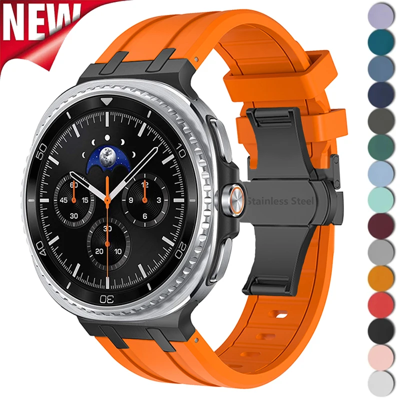 

Силиконовый ремешок со складной пряжкой для Samsung Galaxy Watch 8 Classic 46 мм, спортивный браслет-браслет для Galaxy Watch 8, 40 мм, 44 мм, ремешок