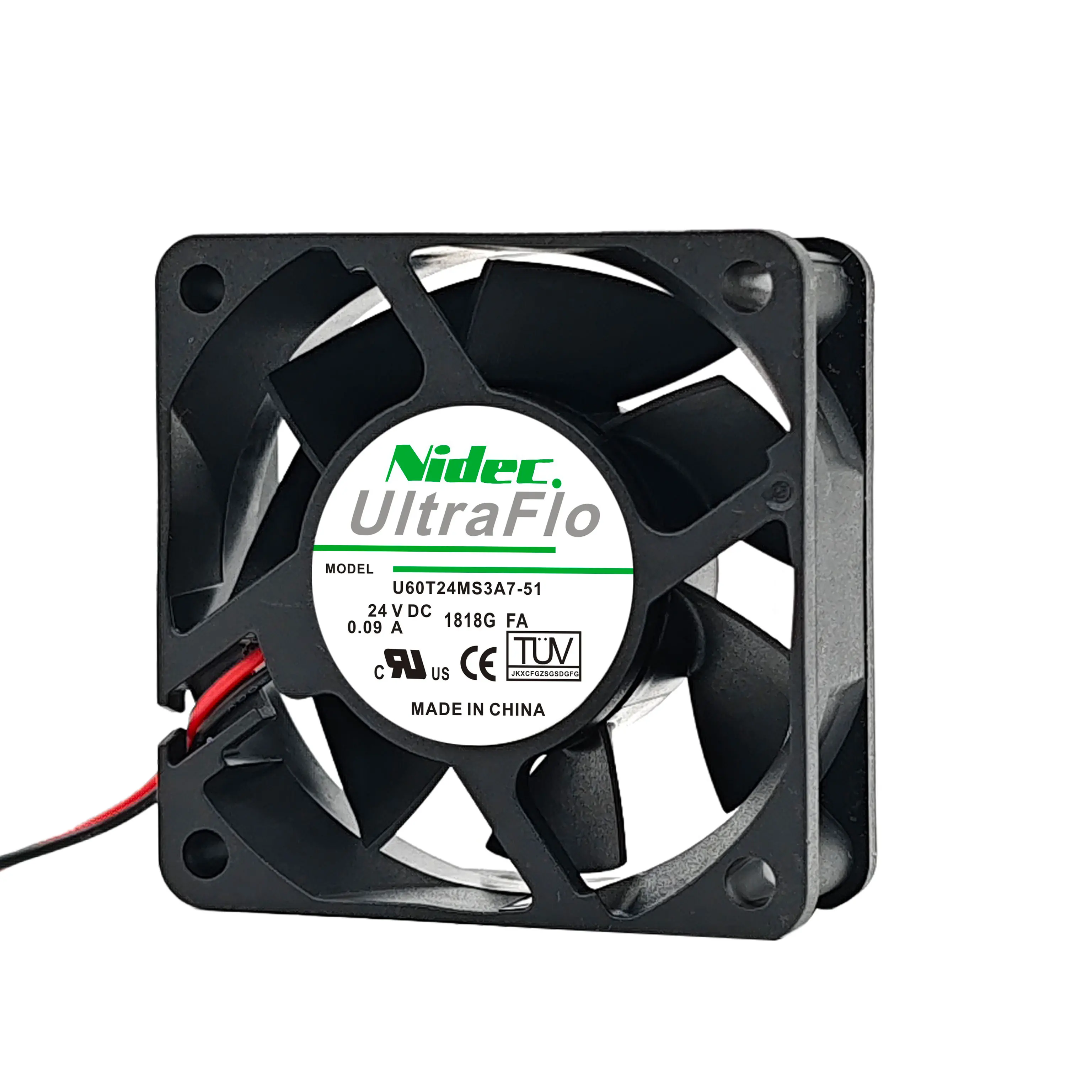 Nidec U60T24MS7A7-51 DC 24 В 0,09 А 60x60x25 мм 2-проводной охлаждающий вентилятор