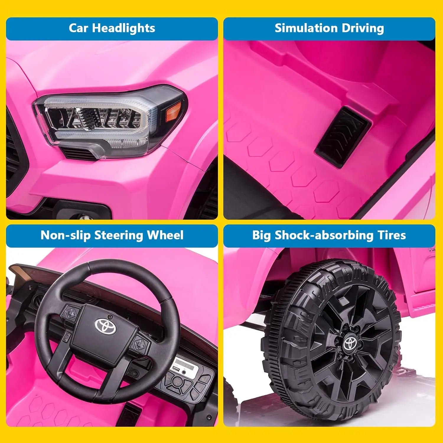 รถยนต์เด็กนั่งขับ 12V พร้อมรีโมทคอนโทรลสำหรับผู้ปกครอง, ระบบกันสะเทือนแบบสปริง, เข็มขัดนิรภัย, ระบบสตาร์ทแบบนุ่มนวล, ไฟหน้า LED สำหรับเด็กอายุ 37-72 เดือน
