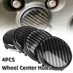 4Pcs OD 60mm ID 52mm Black Carbon Fiber Pattern Car Wheel Center Hub Cap Tyre Rim Hub Cap Car Accessories Auto Replacement Part