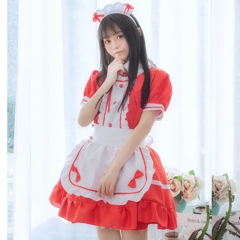 6 colors Lolita maid girls women lovely cosplay costume dress sexy French apron servant uniform exotic cafe maid