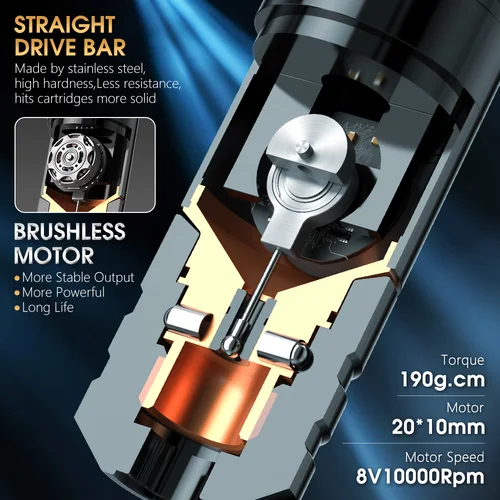 Imagen 2 del producto Ambition Ninja Nova 2024, la última máquina de tatuaje inalámbrica ilimitada, Motor sin escobillas de carrera de 4,0/3,5mm para cuerpo de artista tatuaje