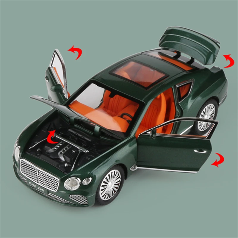 1:24 Continental GT Alloy Luxy Car Model Diecasts Metal Car Vehicles Model Simulation Sound Light Collection Childrens Toys Gift