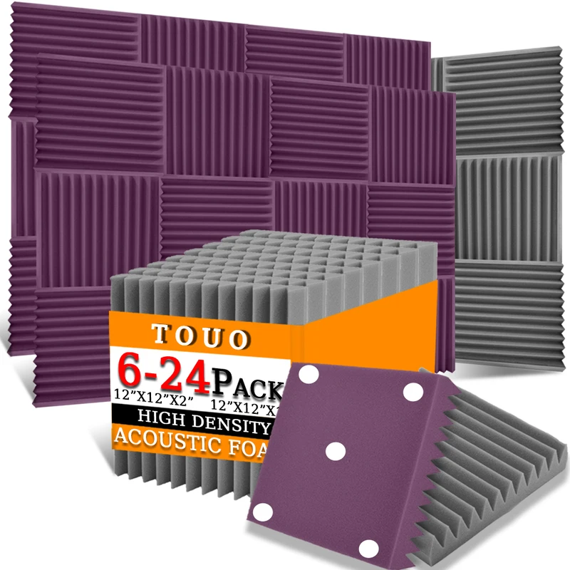 

TOUO Sound-Absorbing Panel 6-24 Pack Studio Sound Absorbing Noise Canceling Sponge Wall High Density Acoustic Foam