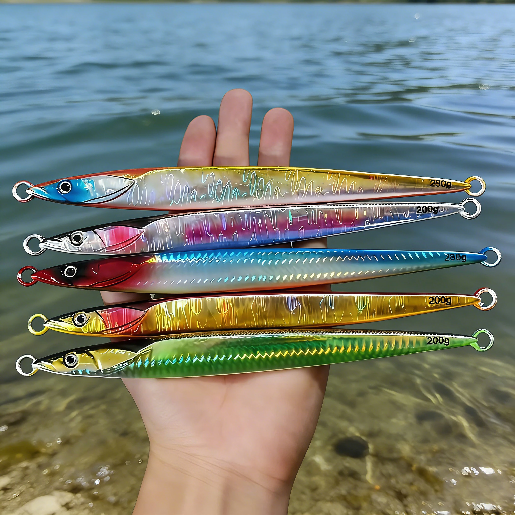 

5 шт., длинная металлическая приманка 80 г, 120 г, 150 г, 250 г, 300 г, быстро тонущая приманка для рыбалки, приманка для литья, джиг-приманка, морская приманка для троллинга, рыбалка Бай