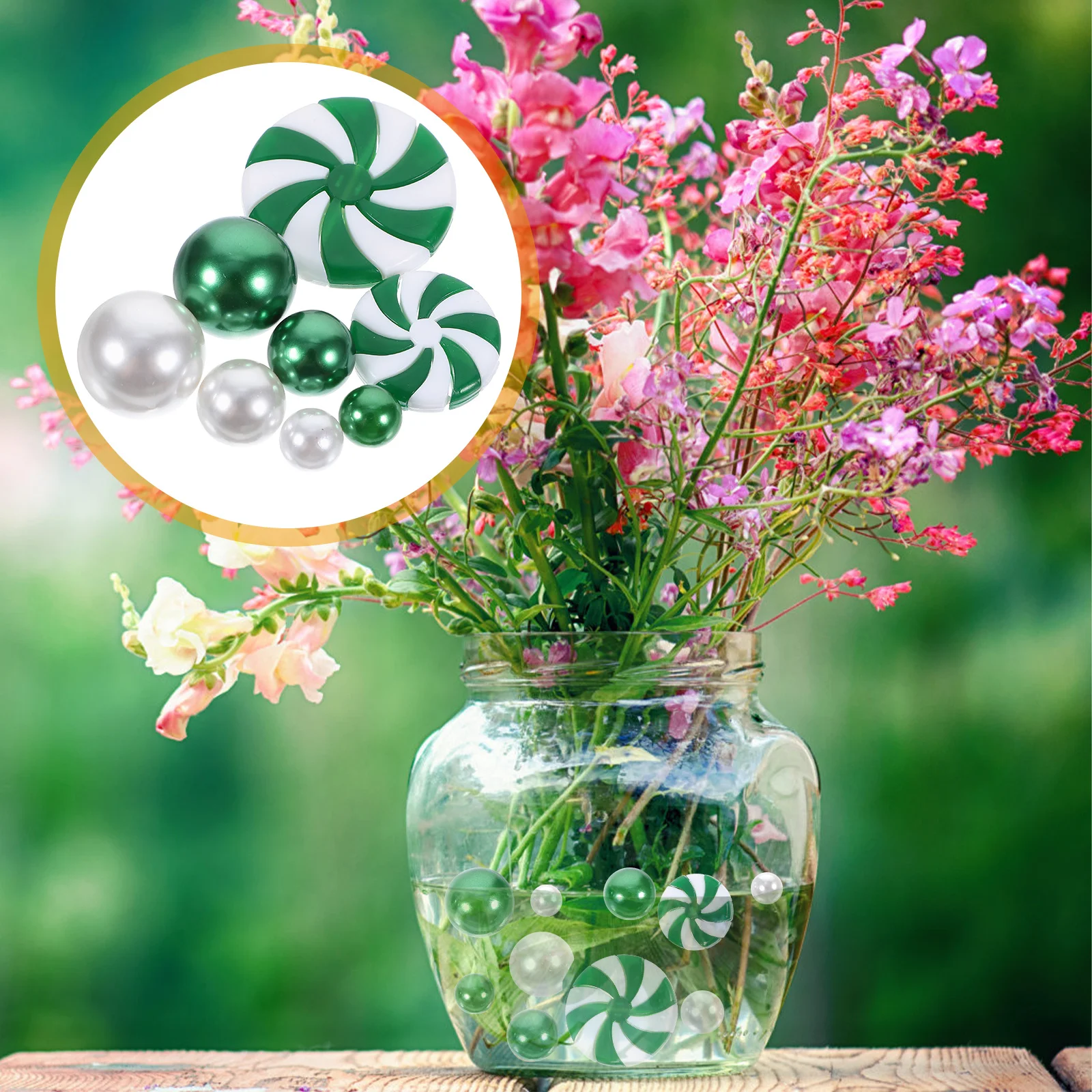 

1Set Xmas Vase Filler Floating Charms Acrylic Beads Candy Shape Vase Decorations for Centerpiece Party Table Decor