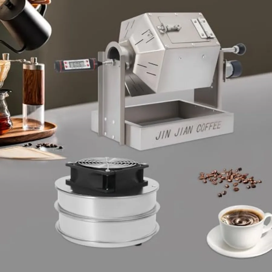 Электрическая жаровня для кофейных зерен объемом 3,8 л со встроенным охладителем и ситами для домашнего использования, машина для выпечки из нержавеющей стали, идеально подходит для обжарки