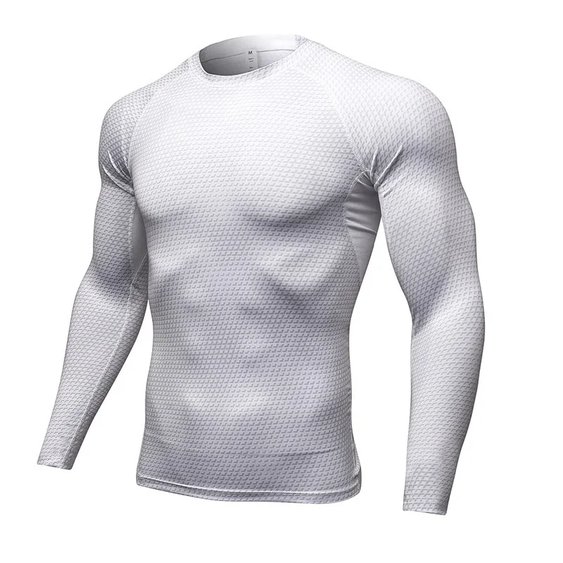 Men\'s Fitness Running Training Long-Sleeved Shirts Tight Elastic Quick-Drying Clothes Gym T-Shirt Workout Athletic Undershirts