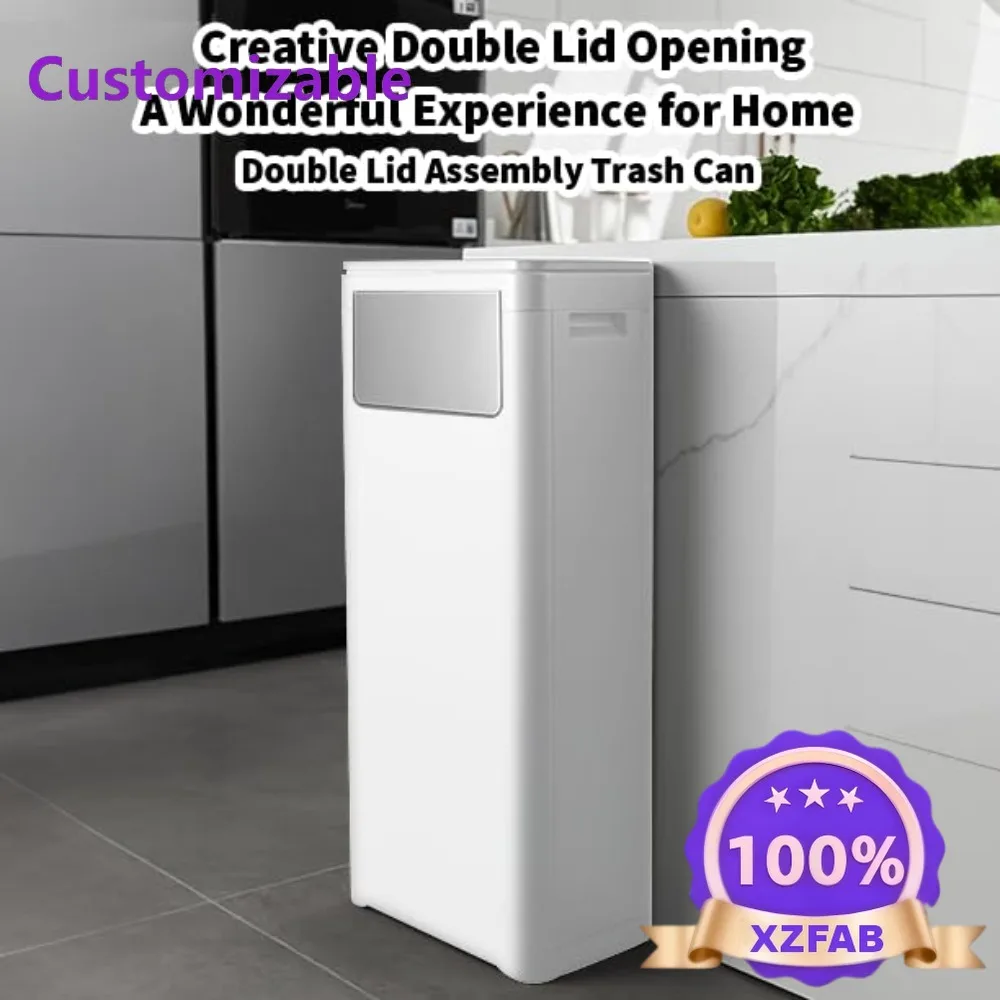 Factory Direct 2026 Trash Can with Lid, Large Tall 8 Gallon Commercial Trash Can, Plastic Waste Bin with Press top Lid