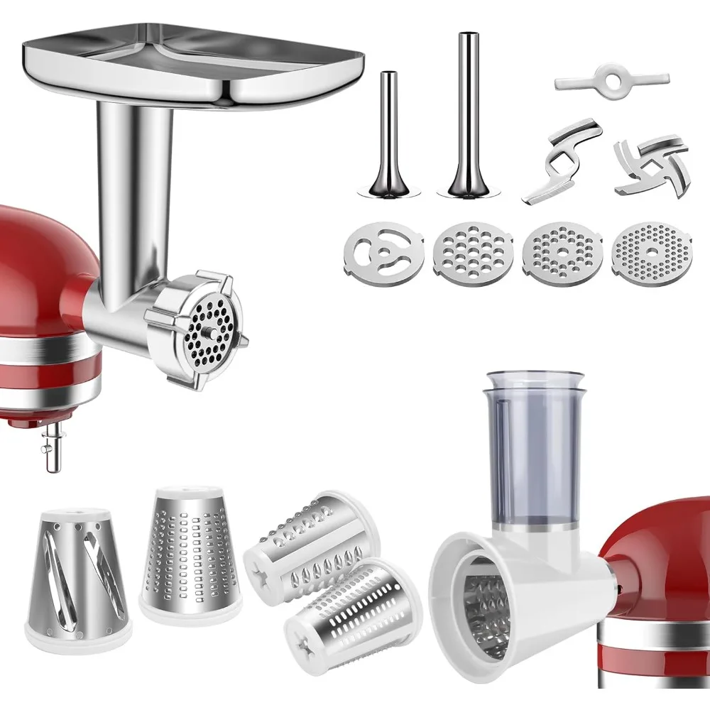 

Meat Grinder for KitchenAid Mixer with Cheese Grater Attachments, Metal Meat Grinder kitchenaid and Slicer Shredder