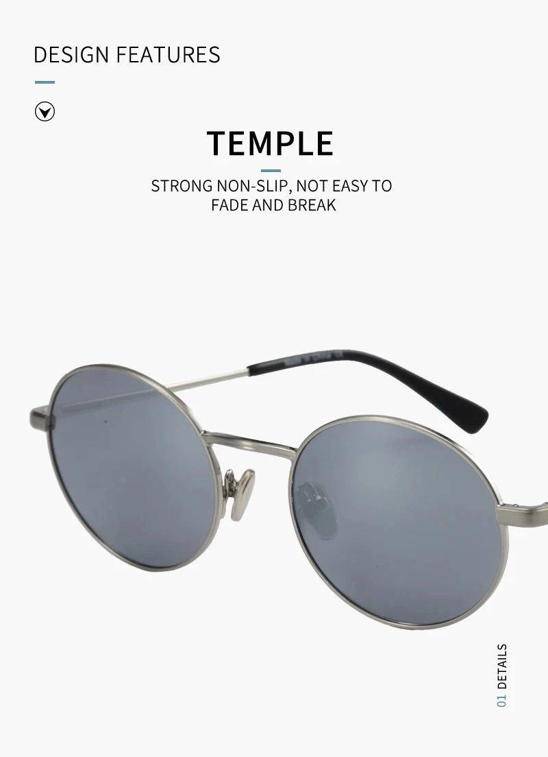 ZENOTTIC Runde polarisierte Sonnenbrille für Herren, Metallrahmen, UV400, Herren-Sonnenbrille, urbaner Stil, Allwetterschutz – Detail 4
