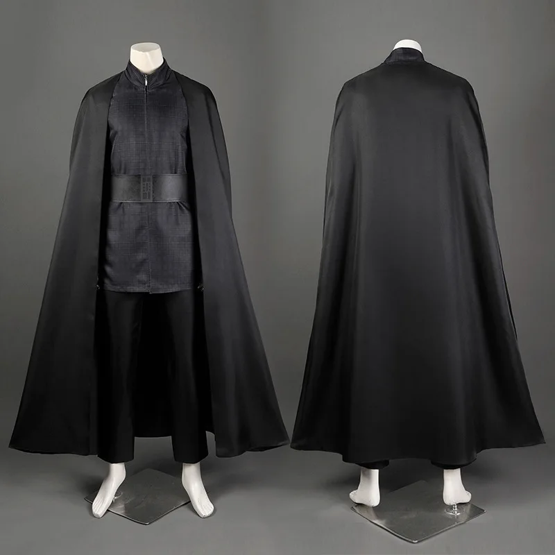 New Men Jedi Cosplay Halloween Costume Movie Superhero Role Play Cool Black Full Set Dress Up with Cloak and Mask for Male Party view 2