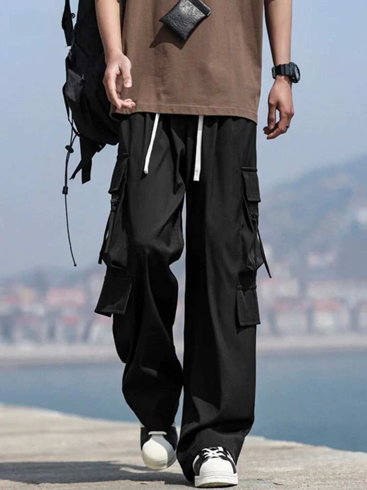 

Outdoor Functional Big ket Work Trousers Men Summer Thin Faion Brand Loose Ice Silk Cool Feeling Casual Long Pants
