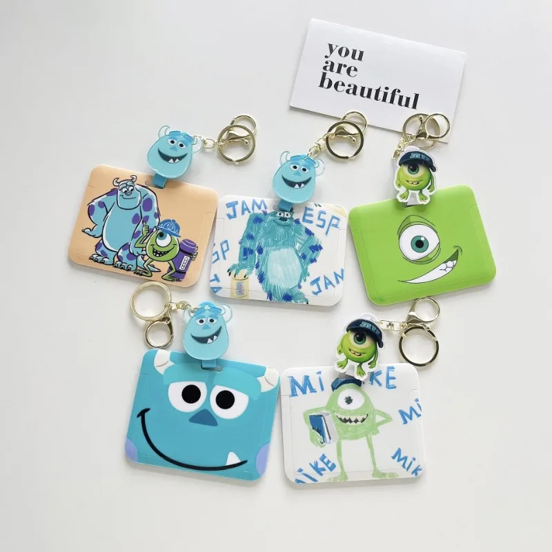 Hot Disney Cartoon Monsters Inc Keychain Cute Dumbo Mr.Q Key Chain Student ID Bus Card Protector Backpack Pendant Birthday Gift