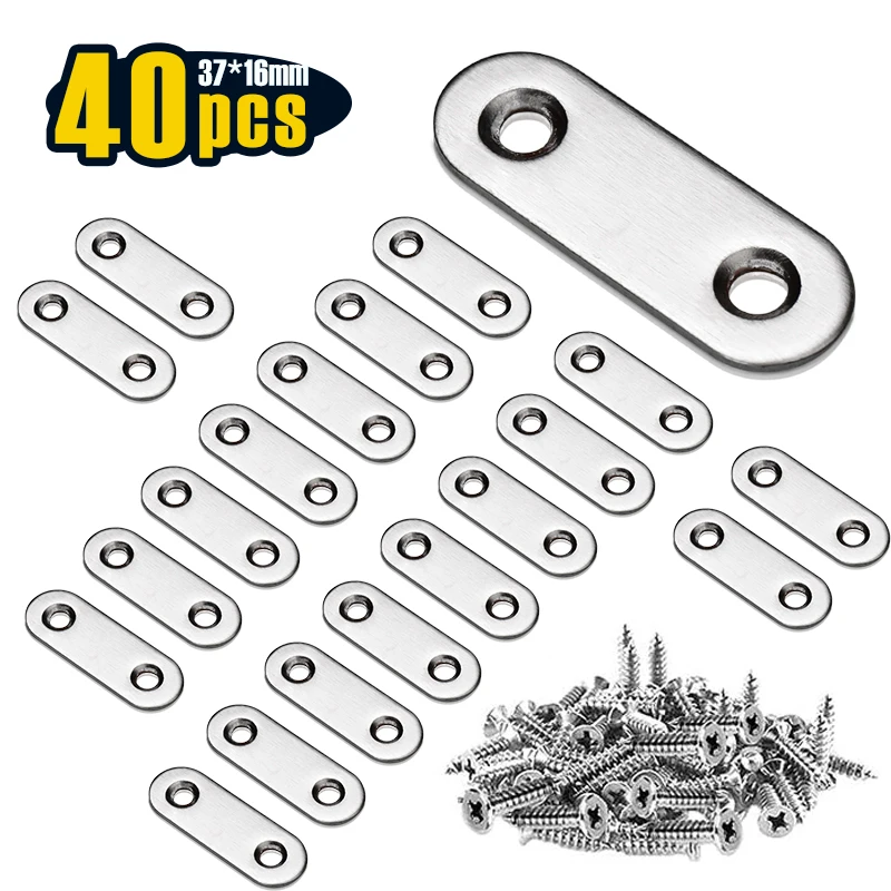 5/16/40 ชิ้นรั้งตรง, รั้งแบน 47x16 มม. (1.85x0.63 นิ้ว), สแตนเลสวงเล็บตรง, ซ่อมเข้าร่วมแผ่น