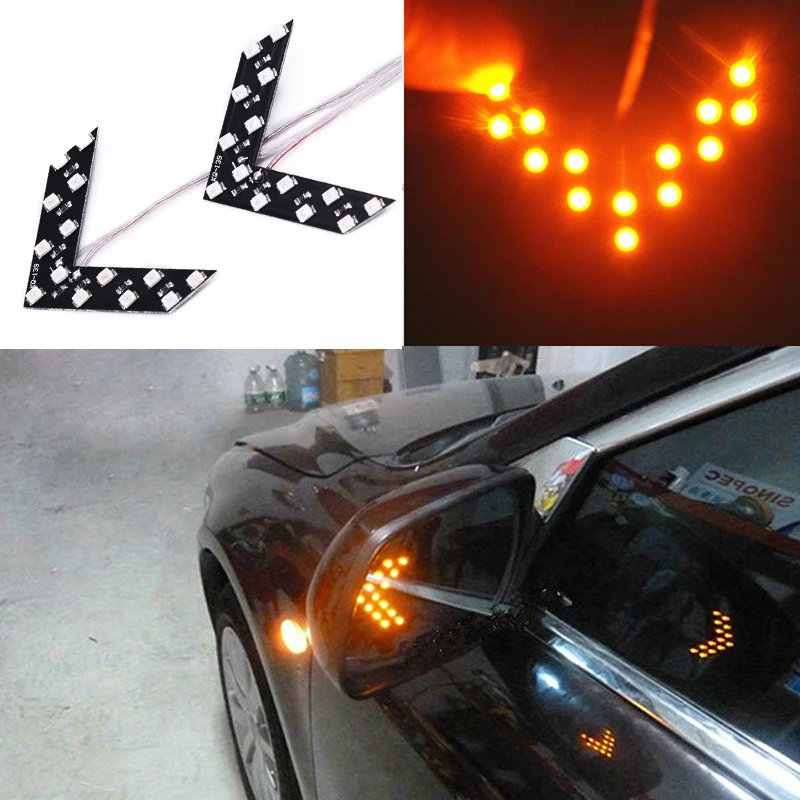 

DC12V Car Arrow Light Indicator Lamp Mirror Motorcycle Panel Rear View 5.5*4cm Brake Scooters Signal Turn 2pcs