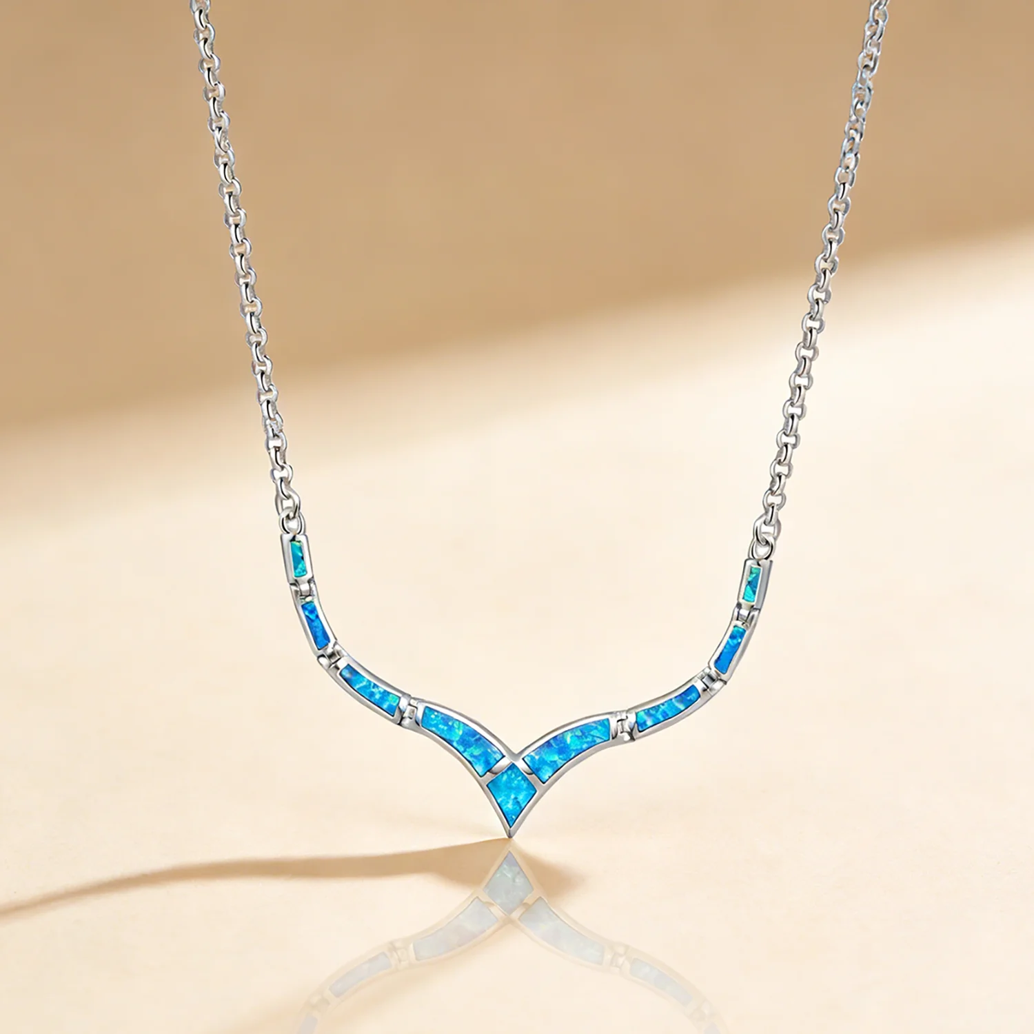 

Женское Ожерелье с голубым огненным опалом