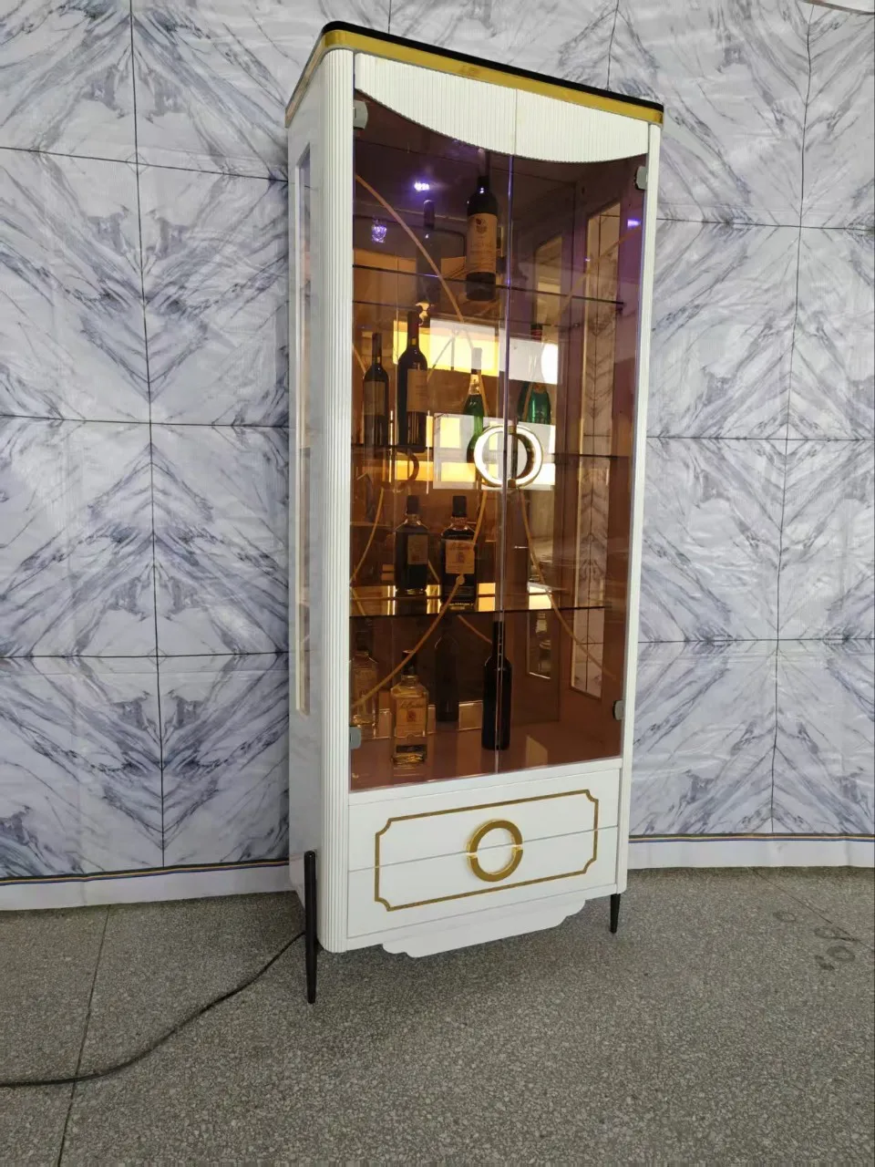 Living room glass door wine cabinet household wall small figure locker light luxury