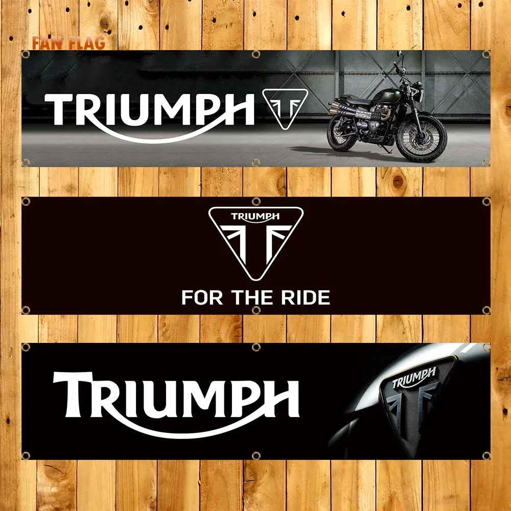 60x240cm T-TRIUMPHS Motorcycle Banner Tapestry Polyester Printed Flag Garage or Outdoor For Decoration