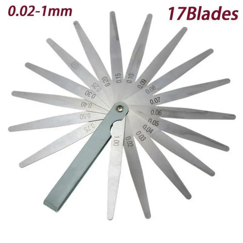 17 Blades Feeler Gauge Thickness Gauges Measurment Tool Gap Wedge for Engine Valve Adjustment 0.02-1mm Percision Measuring Tools