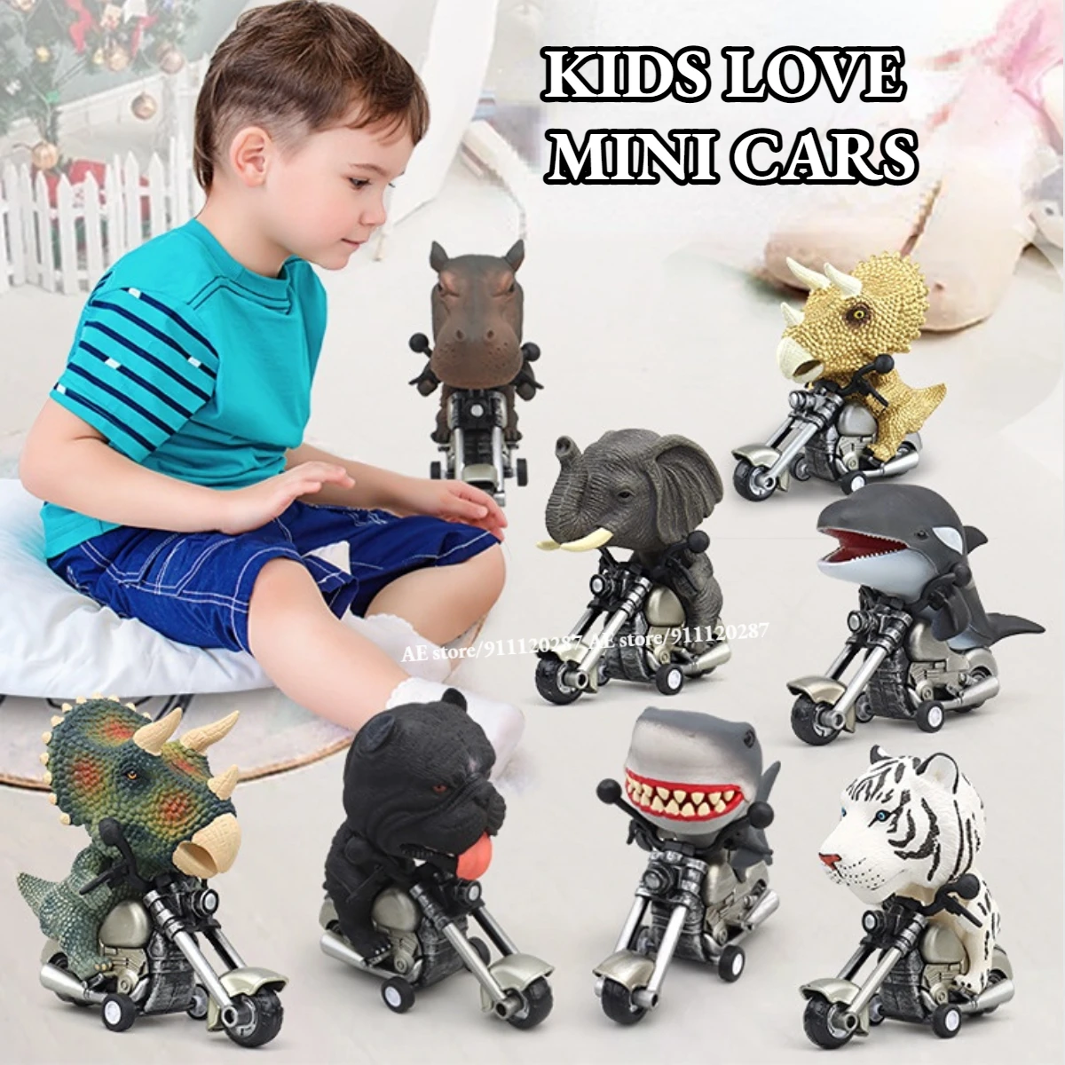 Mini SHARK Motorcycle Rider Animal Dinosaur Car Model Vehicle Miniature Baby Shower Birthday Gift Toy for Kid Boy