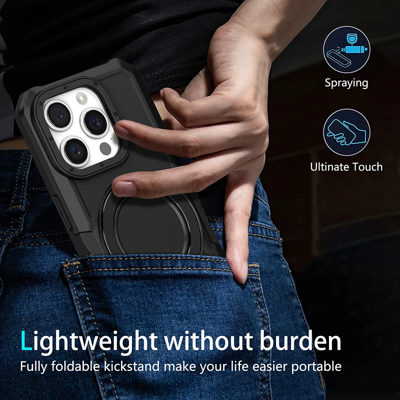 Case for iPhone 11 Pro Max Armor Phone Cover with Rotated Ring Stand for iPhone XR XS Max SE2020 7 8 14 15 Plus