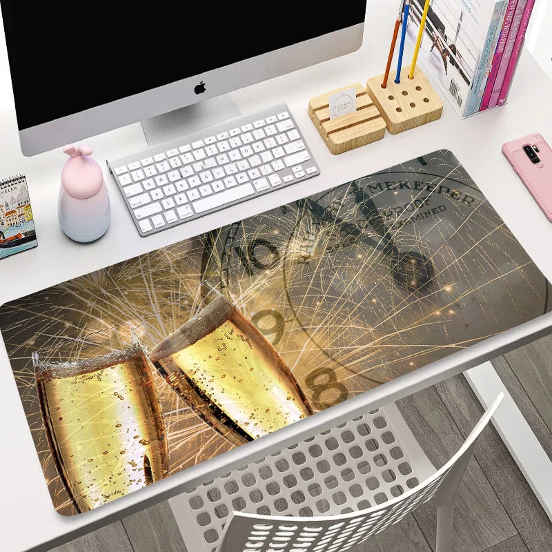 Wine Glass Fireworks Mouse Pad Gamer Laptop Accessories Mausepads Large Size Rubber Desk Mats Keyboard Cabinet Soft Carpet Mat