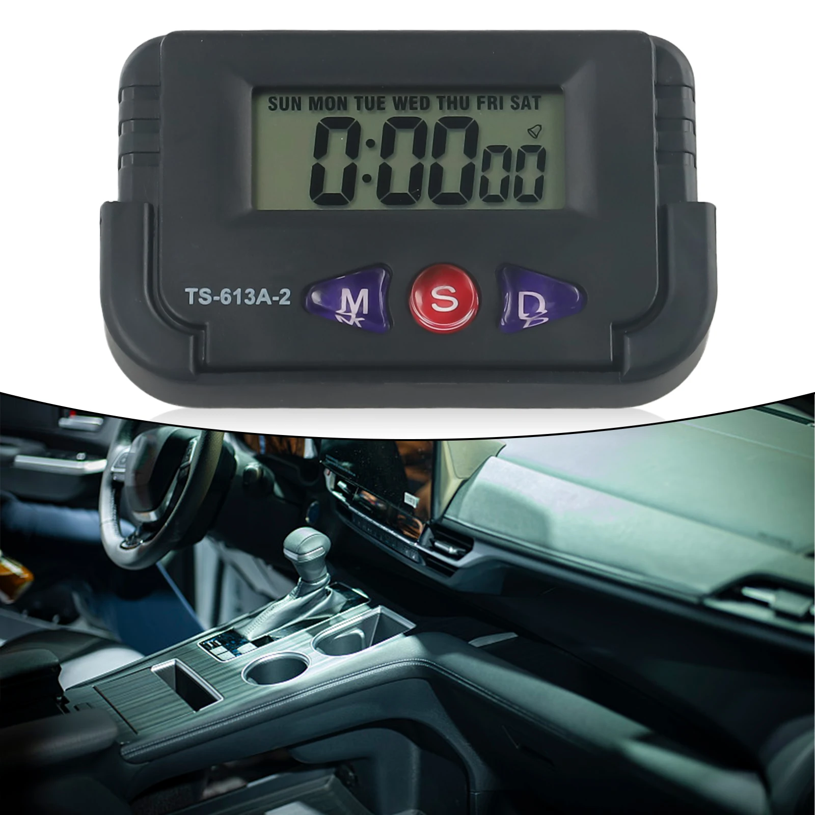 Brand New Easy To Carry Portable Car Clock Digital LCD Clock Double-Sided Tape Multipurpose Travel Clock With Stand