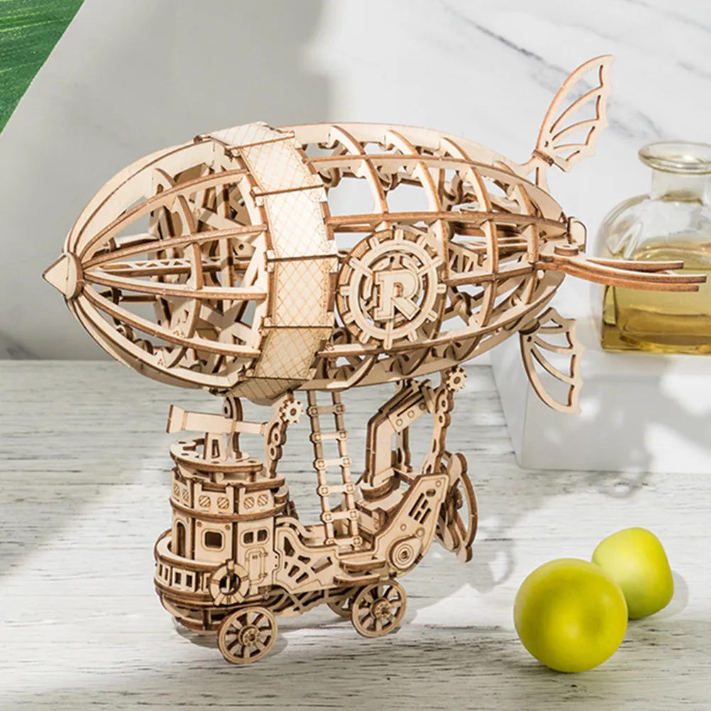 

1 Set Wooden Airship Assembled DIY Puzzle Handmade Craft Educational Creative Desktop Ornament for Kids Learning and Home