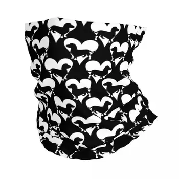 닥스 훈트 강아지 하트 반다나 목 각반 프린트 발라클라버스 마스크 스카프, 따뜻한 얼굴 마스크, 야외 스포츠, 유니섹스, 성인, 올 시즌 