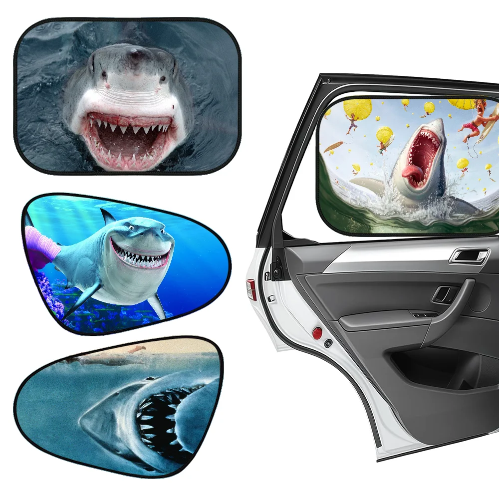 Funny Shark 1-Pack Car Side Window Sunshade Heat Insulation Static Absorption Car Sun Barrier Driver Shade Interior