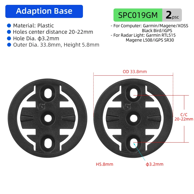 2 teil/satz Computer Mount Basis für Garmin/Magene/Bryton/Wahoo Passt Radar RTL515/Magane L508 /Bryton R300L Zyklus Ersatz Einsätze