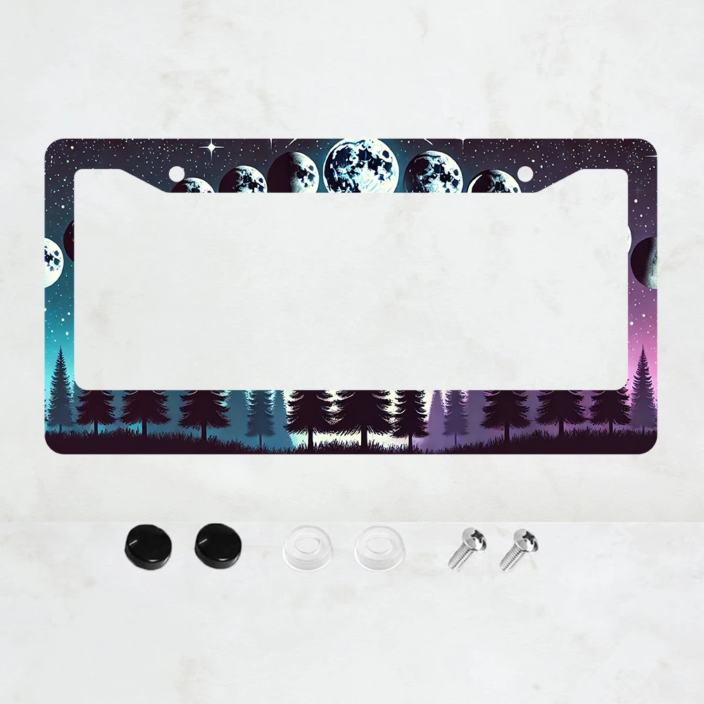 

Рамка для номерного знака «Лунные фазы и лес», алюминиевая, с 2 отверстиями, для декора автомобиля, 1 шт.