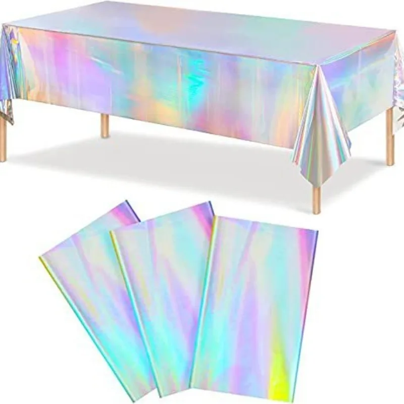 

Birthday Tablecloth Halloween Decorating Supplies Disposable Laser Rainbow Theme Party Table Decoration Festival Gift