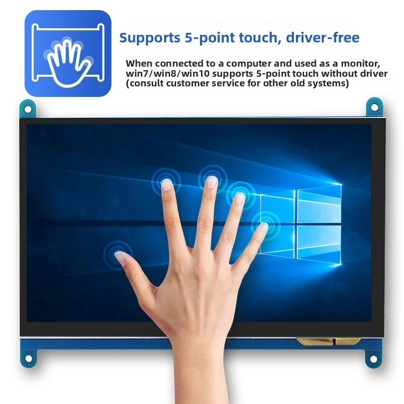 7 Inch Capacitive Touch IPS LCD Display With 1024 * 600 Resolution Suitable For Raspberry Pi5/4B Auxiliary Screen HDMI Interface