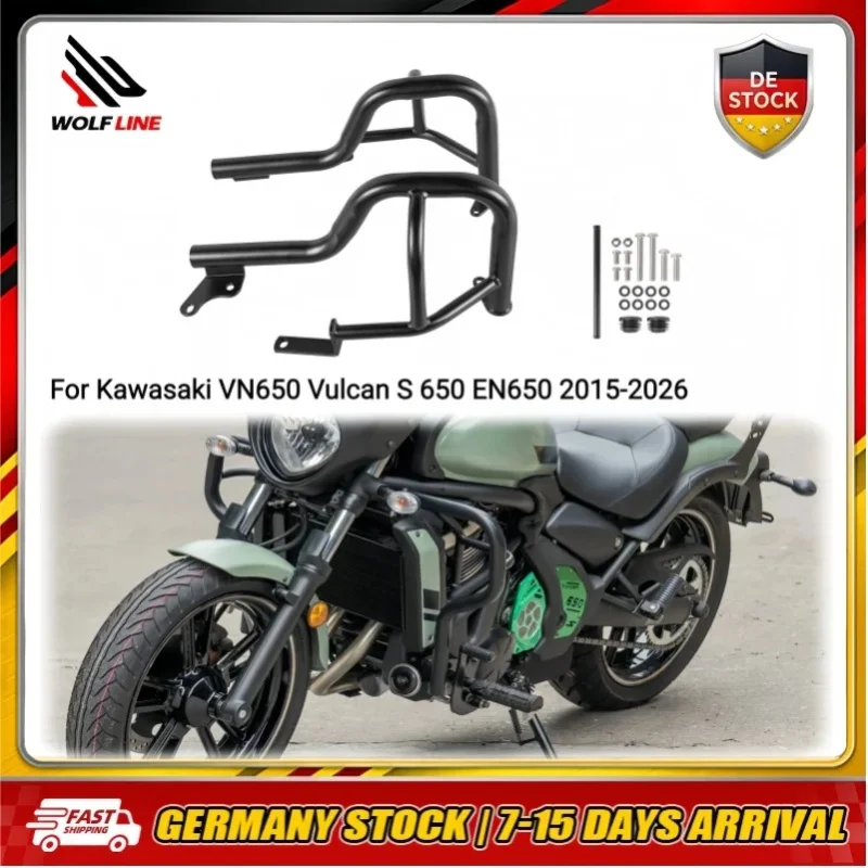 WOLFLINE Highway-Sturzbügel für Kawasaki VN650 Vulcan S 650 EN 650 2015-2025 Motorrad-Rahmenschutz Motorschutz