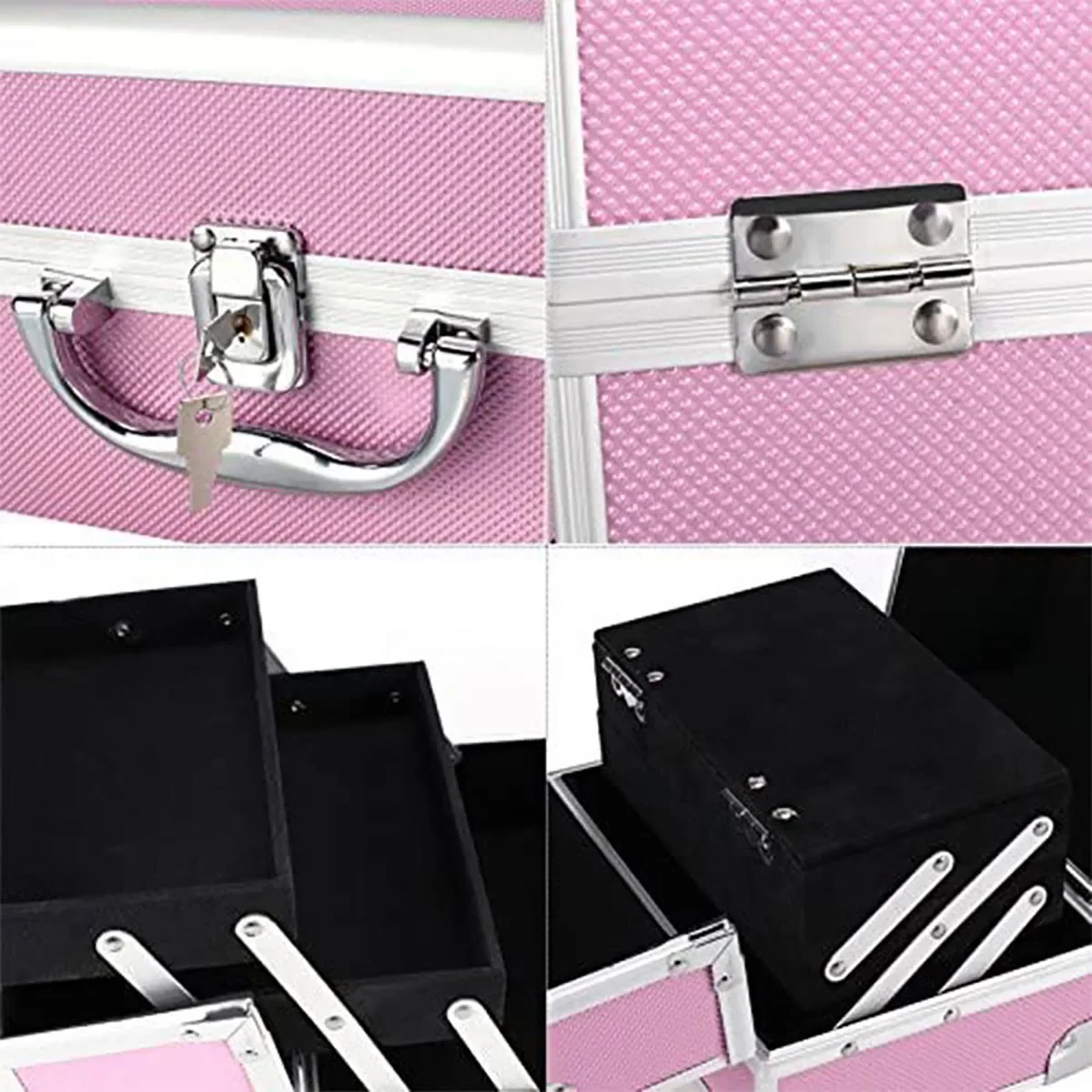 Makeup Case Handheld Aluminum Alloy Storage Box Large Capacity With Mirror Professional Makeup Artist Portable Makeup Toolbox