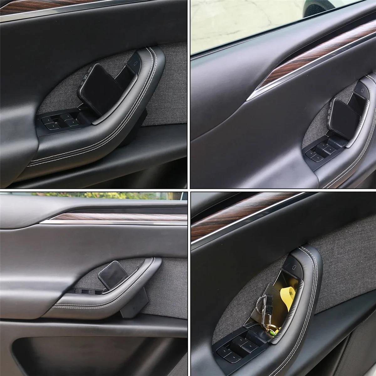 

Door Handle Storage Box for Tesla Model X Front Door Storage Box Side ABS Tray Hidden Organizer for Model X