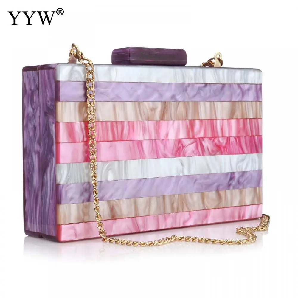 2024 Trendy Acrylic Marble Striped Clutch Bag Brand Wedding Party Evening Cluthes Purse Women Box Handbag Wallet Shoulder Bags