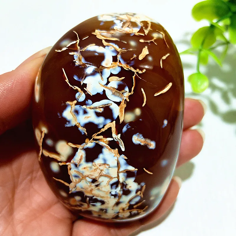 Natural Stone Lace Flower Agate Yanyuan Crsytal Palm Stones Meditation Spiritual Healing Feng Shui Gem Room Decoration