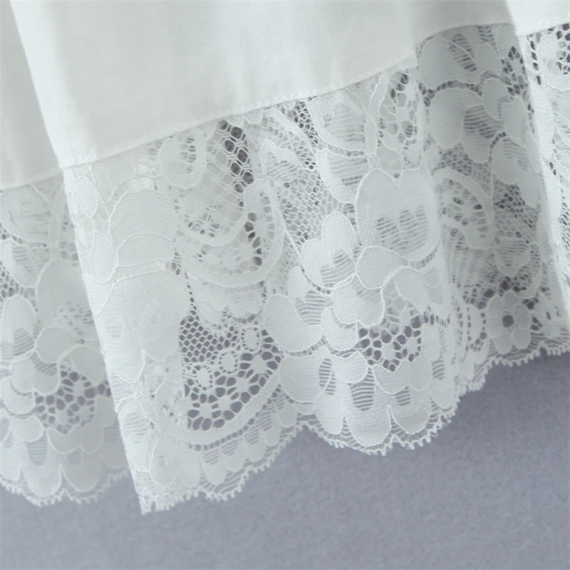 Keyanketian 2025 verão novo vestido de renda halter feminino férias vento slash neck fino cinta espaguete em camadas babados mini vestido