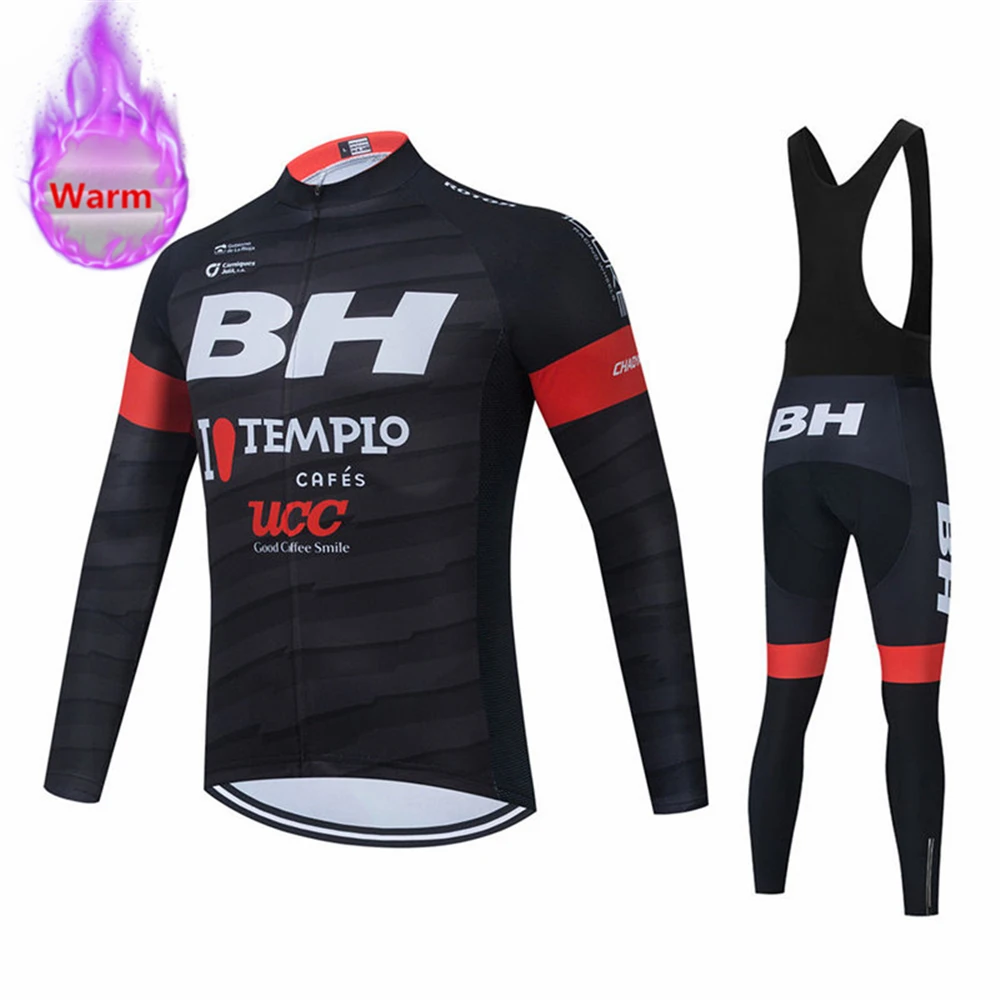 Warm 2022 Winter Thermal Fleece Cycling Jersey Set Men's Outdoor Riding BH Ropa Ciclismo Bib Pants Sets Bike Clothing Bicycle